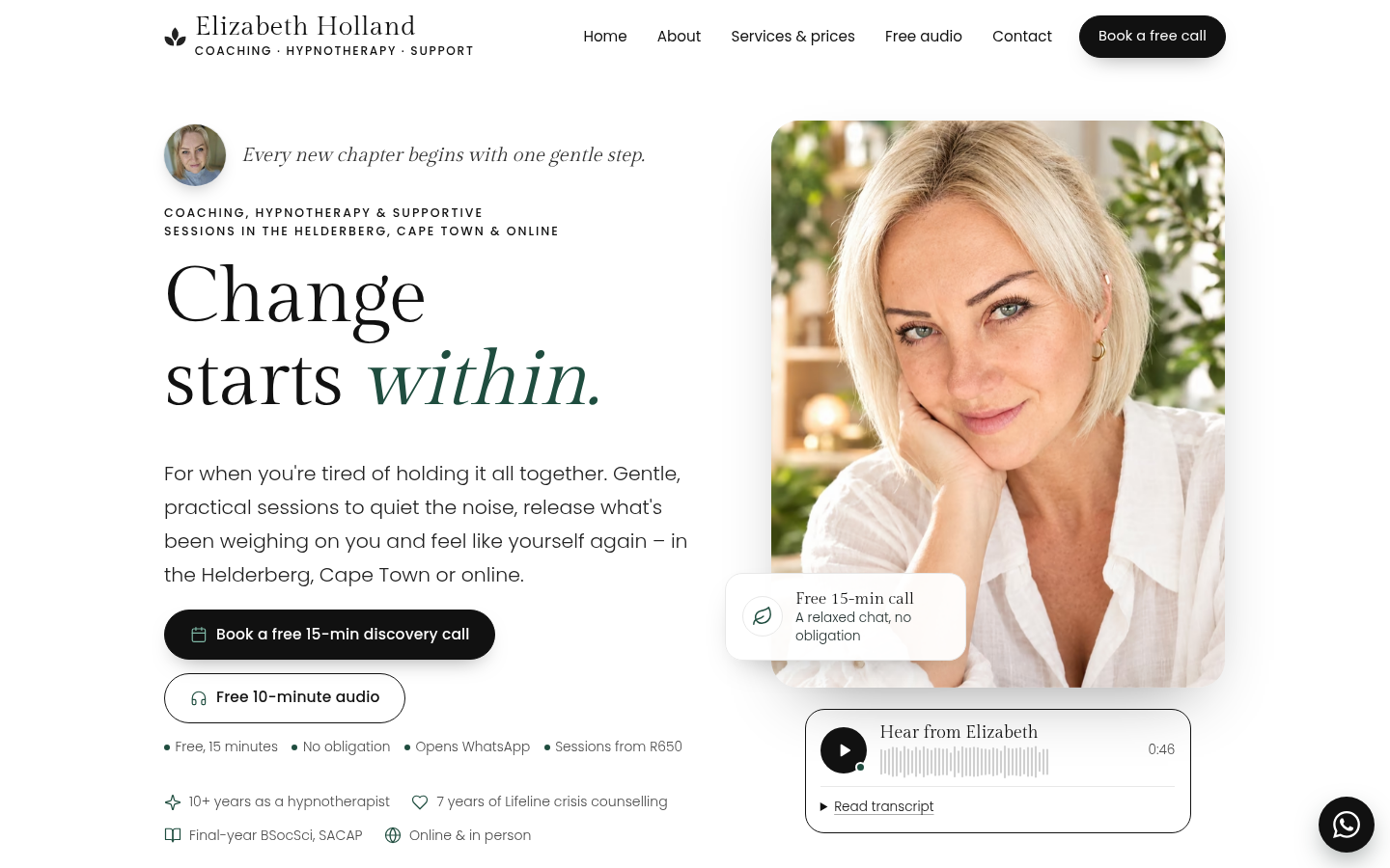 The Inner Shift website by Elizabeth Holland
